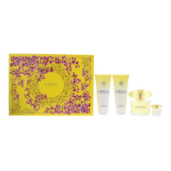 Versace Yellow Diamond 4 Piece Gift Set: Eau de Toilette 90ml - Shower Gel 100ml