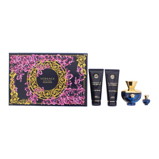 Versace Pour Femme Dylan Blue 4 Piece Gift Set: Eau de Parfum 100ml - Shower Gel