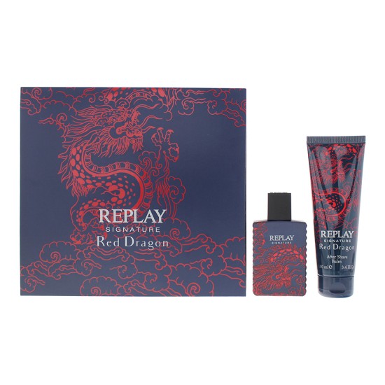 Replay Signature Red Dragon For Man 2 Piece Gift Set: Eau de Toilette 50ml - Aft