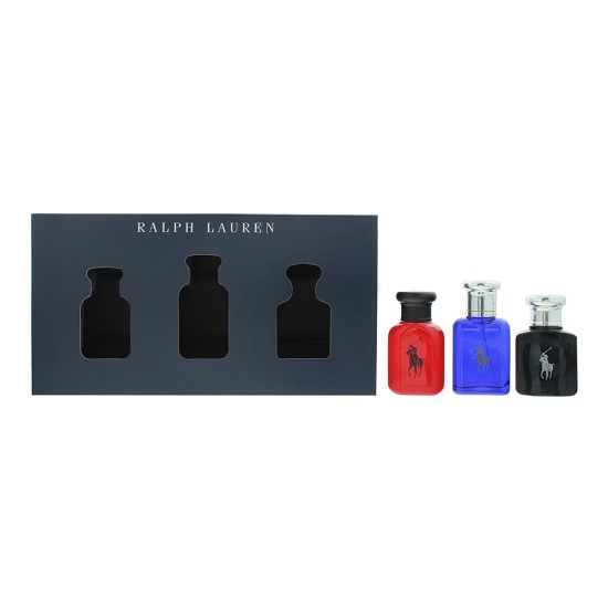 Ralph Lauren Polo 3 Piece Gift Set: Eau de Toilette Blue 40ml - Eau de Toilette Black 40ml - Eau de Toilette Red 40ml