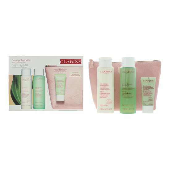 Clarins Perfect Cleansing Combination To Oily Skin 4 Piece Gift Set