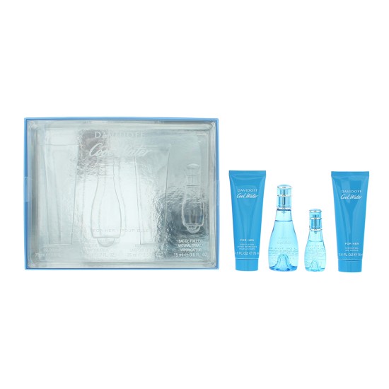 Davidoff Cool Water Woman 4 Piece Gift Set: Eau de Toilette 50ml - Eau de Toilet