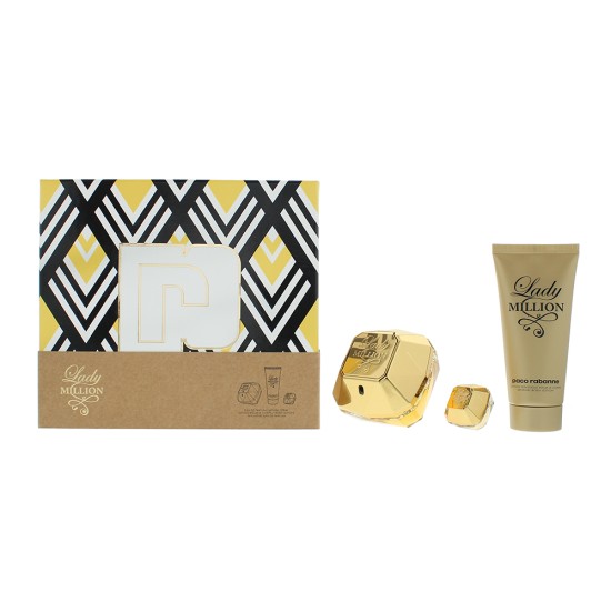 Paco Rabanne Lady Million 3 Piece Gift Set: Eau de Parfum 80ml - Eau de Parfum 5