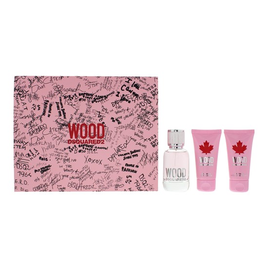 Dsquared2 Wood For Her 3 Piece Gift Set: Eau de Toilette 50ml - Shower Gel 50ml