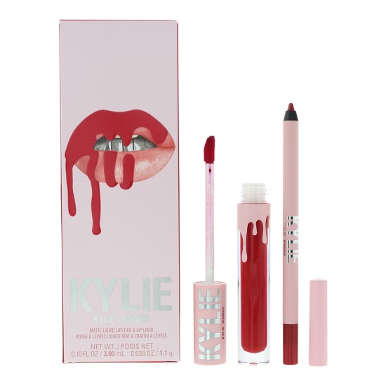 Kylie By Kylie Jenner Matte 402 Mary Jo 2 Piece Gift Set: Liquid Lipstick 3ml -