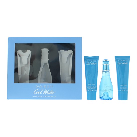 Davidoff Cool Water Woman 3 Piece Gift Set: Eau de Toilette 50ml - Shower Gel 50