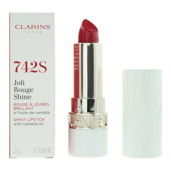 Clarins Joli Rouge Shine 742 S Pretty Red Lipstick 3.5g