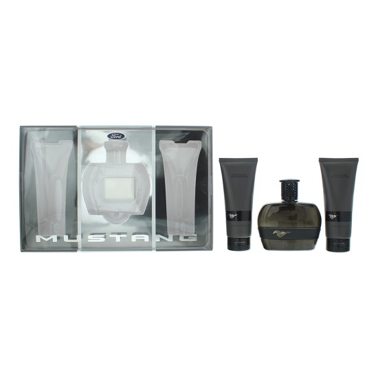 Mustang Black 3 Piece Gift Set: Eau de Toilette 100ml - Aftershave Balm 100ml -