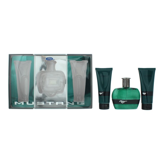 Mustang Green 3 Piece Gift Set: Eau de Toilette 100ml - Aftershave Balm 100ml -