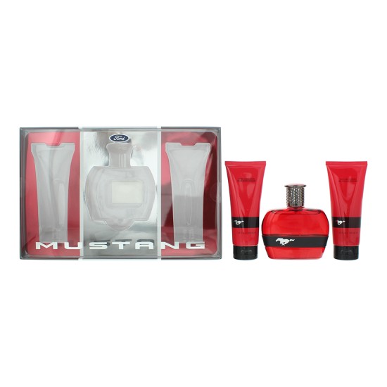 Mustang Red 3 Piece Gift Set: Eau de Toilette 100ml - Aftershave Balm 100ml - Ha