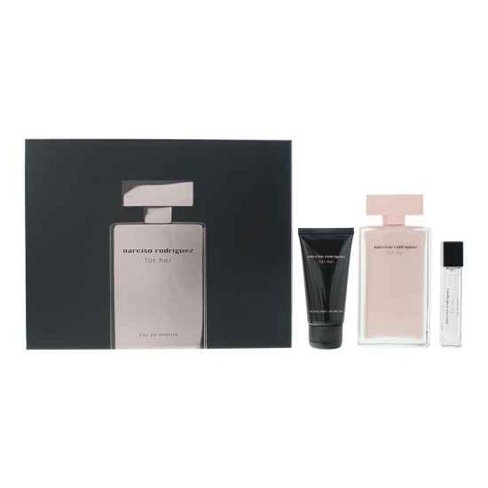 Narciso Rodriguez For Her 3 Piece Gift Set: Eau De Parfum 100ml - Body Lotion 50