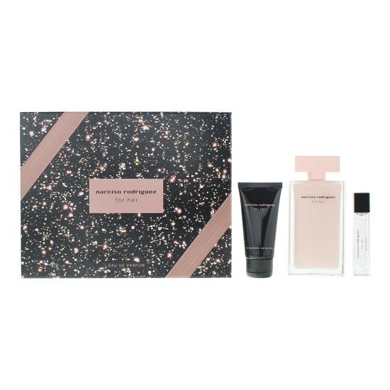 Narciso Rodriguez For Her 3 Piece Gift Set: Eau De Parfum 100ml - Body Lotion 50