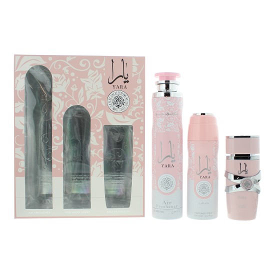 Lattafa Yara 3 Piece Gift Set: Eau de Parfum 100ml -  Air Freshner 300 ml- Perfumed S